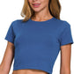 Just Add Fun Crop Tee Shirt Top-Navy-SMALL-[option4]-[option5]-Cute-Trendy-Shop-Womens-Boutique-Clothing-Store