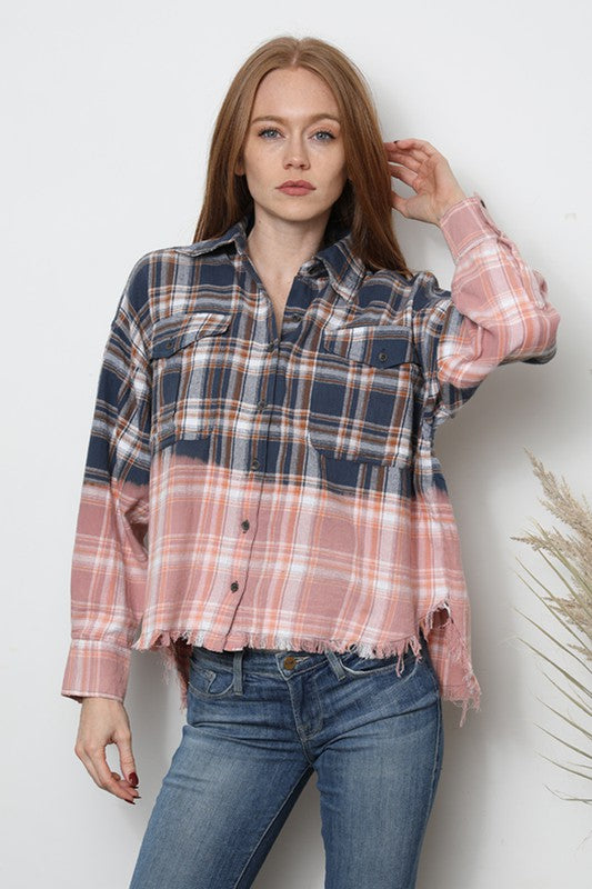 Cool Night Plaid Distressed Top-[option4]-[option5]-Cute-Trendy-Shop-Womens-Boutique-Clothing-Store