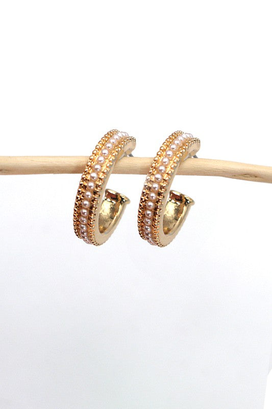 For All Seasons Pearl Hoop Earrings-Cute-Trendy-Shop-Womens-Boutique-Clothing-Store