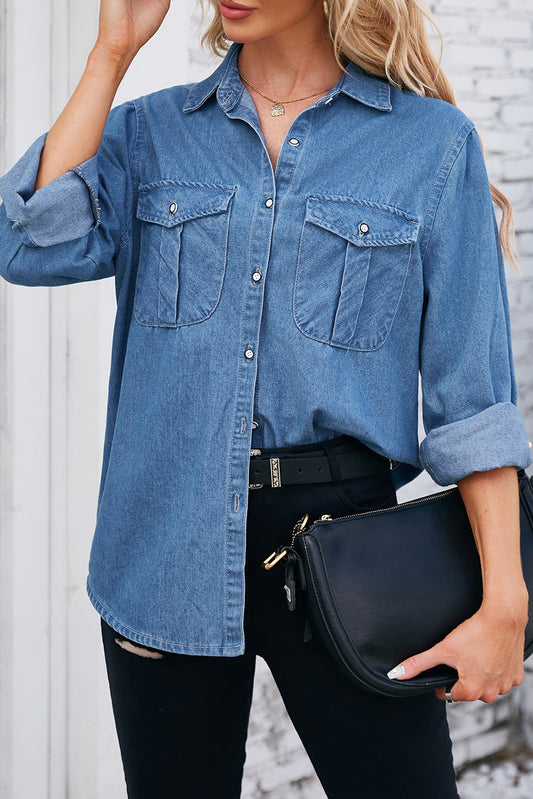 Denim Dreams Long Sleeve top-[option4]-[option5]-Cute-Trendy-Shop-Womens-Boutique-Clothing-Store