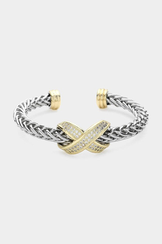 Dance In The Rain CZ Crisscross Cuff-[option4]-[option5]-Cute-Trendy-Shop-Womens-Boutique-Clothing-Store