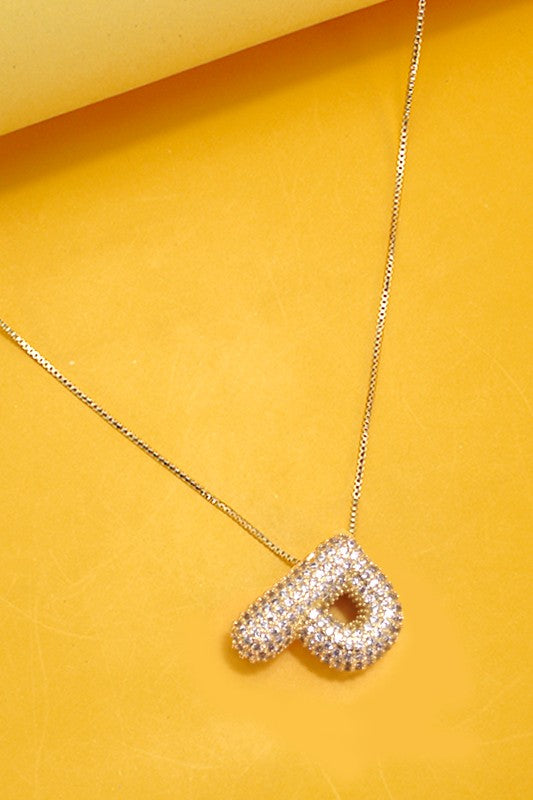 Personalized Gold Bubble Initial Necklace A - W-[option4]-[option5]-Cute-Trendy-Shop-Womens-Boutique-Clothing-Store