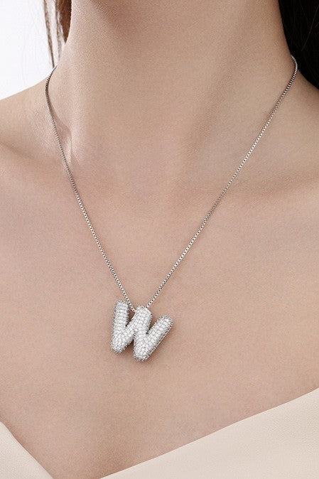 Personalized Silver Bubble Initial Necklace A - W-[option4]-[option5]-Cute-Trendy-Shop-Womens-Boutique-Clothing-Store