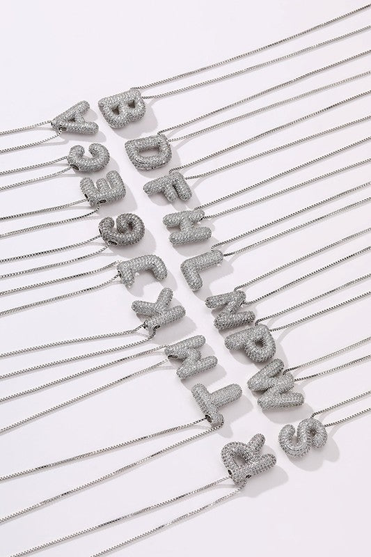 Personalized Silver Bubble Initial Necklace A - W-[option4]-[option5]-Cute-Trendy-Shop-Womens-Boutique-Clothing-Store