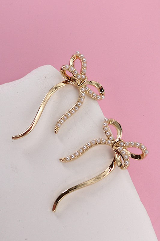 Follow Me Bow With Pearl Earrings-[option4]-[option5]-Cute-Trendy-Shop-Womens-Boutique-Clothing-Store