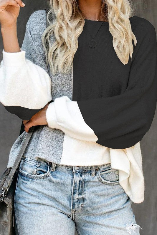 Time To Relax Colorblock Black Sweater-[option4]-[option5]-Cute-Trendy-Shop-Womens-Boutique-Clothing-Store