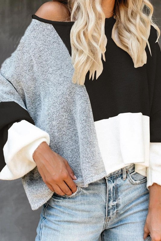 Time To Relax Colorblock Black Sweater-[option4]-[option5]-Cute-Trendy-Shop-Womens-Boutique-Clothing-Store