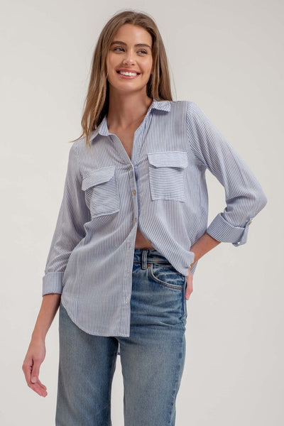 Time Out Blue Stripe Blouse-[option4]-[option5]-Cute-Trendy-Shop-Womens-Boutique-Clothing-Store