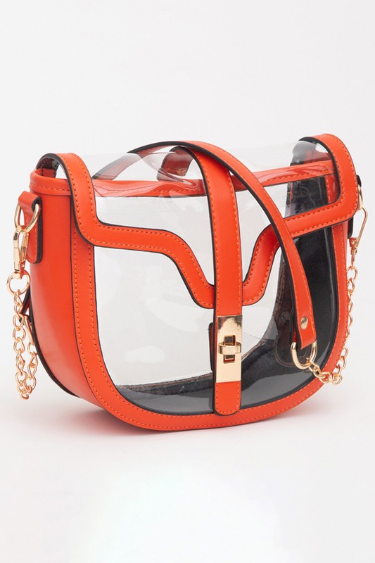 Stadium Ready Clear Saddle Bag w/Orange Trim-[option4]-[option5]-Cute-Trendy-Shop-Womens-Boutique-Clothing-Store