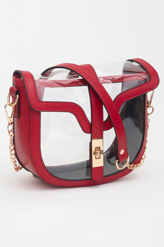 Stadium Ready Clear Saddle Bag w/Red Trim-[option4]-[option5]-Cute-Trendy-Shop-Womens-Boutique-Clothing-Store