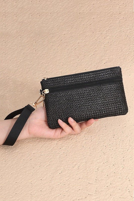Time To Play Straw Black Wristlet-Cute-Trendy-Shop-Womens-Boutique-Clothing-Store