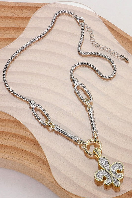 It's Time To Go Fleur De Lis Necklace-Cute-Trendy-Shop-Womens-Boutique-Clothing-Store