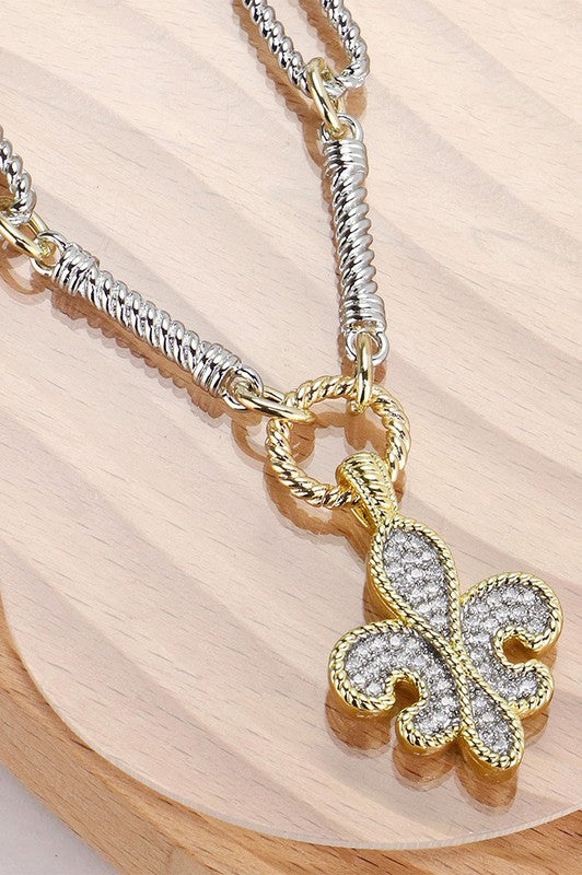 It's Time To Go Fleur De Lis Necklace-Cute-Trendy-Shop-Womens-Boutique-Clothing-Store