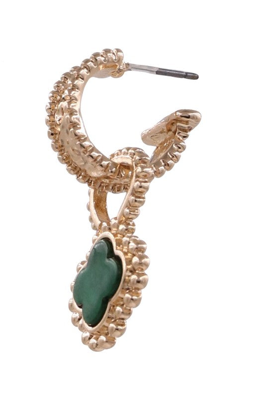 Show Time Quatrefoil Emerald Earrings-[option4]-[option5]-Cute-Trendy-Shop-Womens-Boutique-Clothing-Store