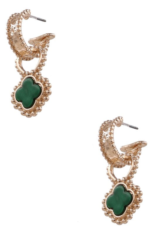 Show Time Quatrefoil Emerald Earrings-[option4]-[option5]-Cute-Trendy-Shop-Womens-Boutique-Clothing-Store