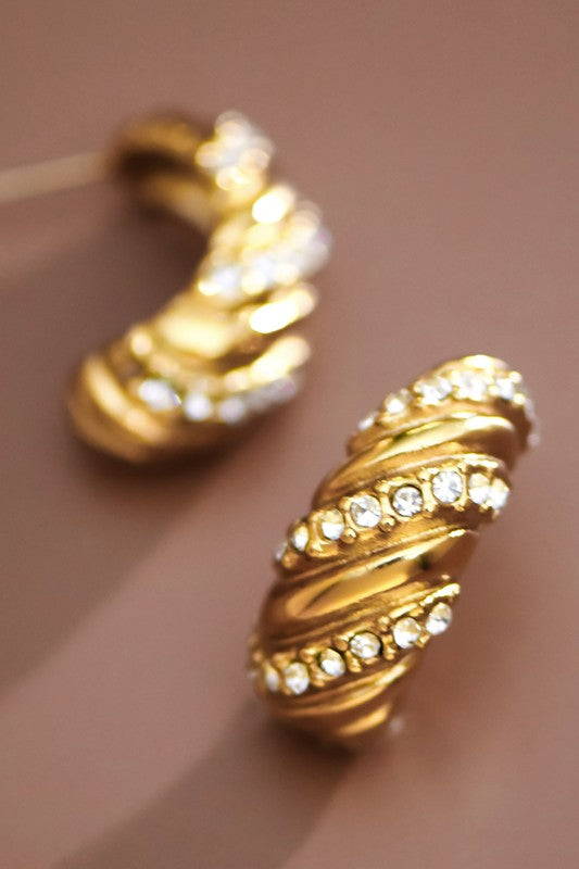Feel Special Gold Pave Half Hoops-Cute-Trendy-Shop-Womens-Boutique-Clothing-Store