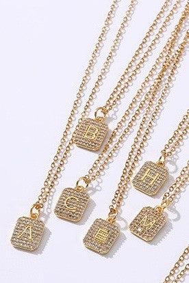 Rhinestone Initial Necklace Gold S-Cute-Trendy-Shop-Womens-Boutique-Clothing-Store