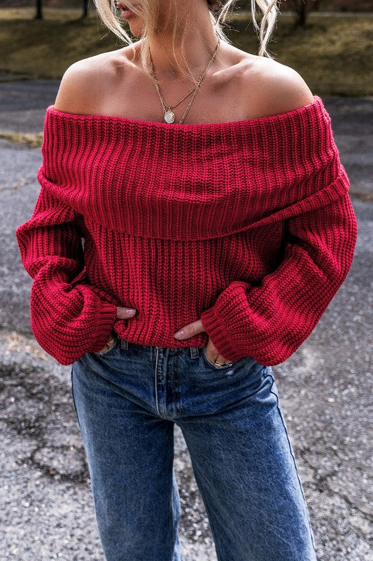 Put on Your Lipstick Red Off Shoulder Sweater-[option4]-[option5]-Cute-Trendy-Shop-Womens-Boutique-Clothing-Store