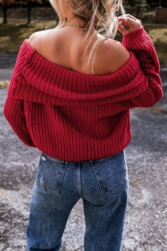 Put on Your Lipstick Red Off Shoulder Sweater-[option4]-[option5]-Cute-Trendy-Shop-Womens-Boutique-Clothing-Store
