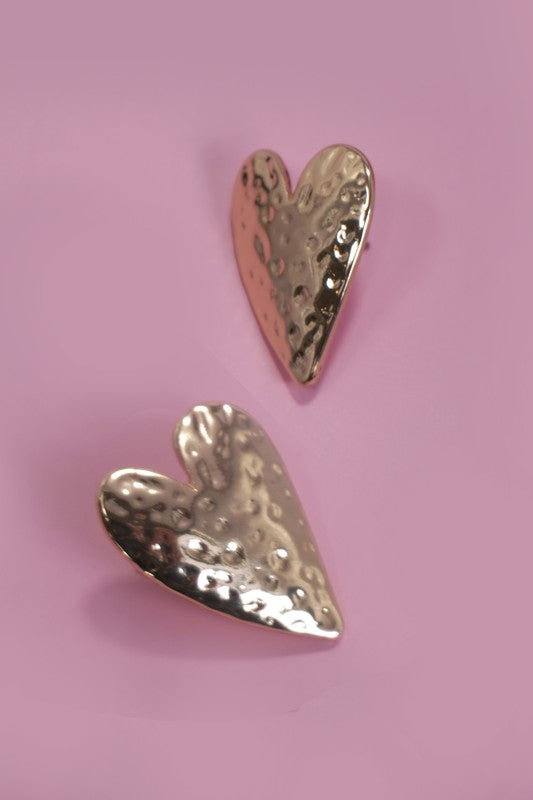 From the Heart Hammered Post Earrings-[option4]-[option5]-Cute-Trendy-Shop-Womens-Boutique-Clothing-Store