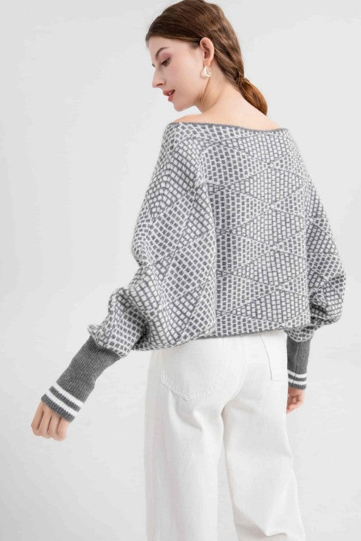 Cozy Mindset Grey Geometric Sweater-[option4]-[option5]-Cute-Trendy-Shop-Womens-Boutique-Clothing-Store