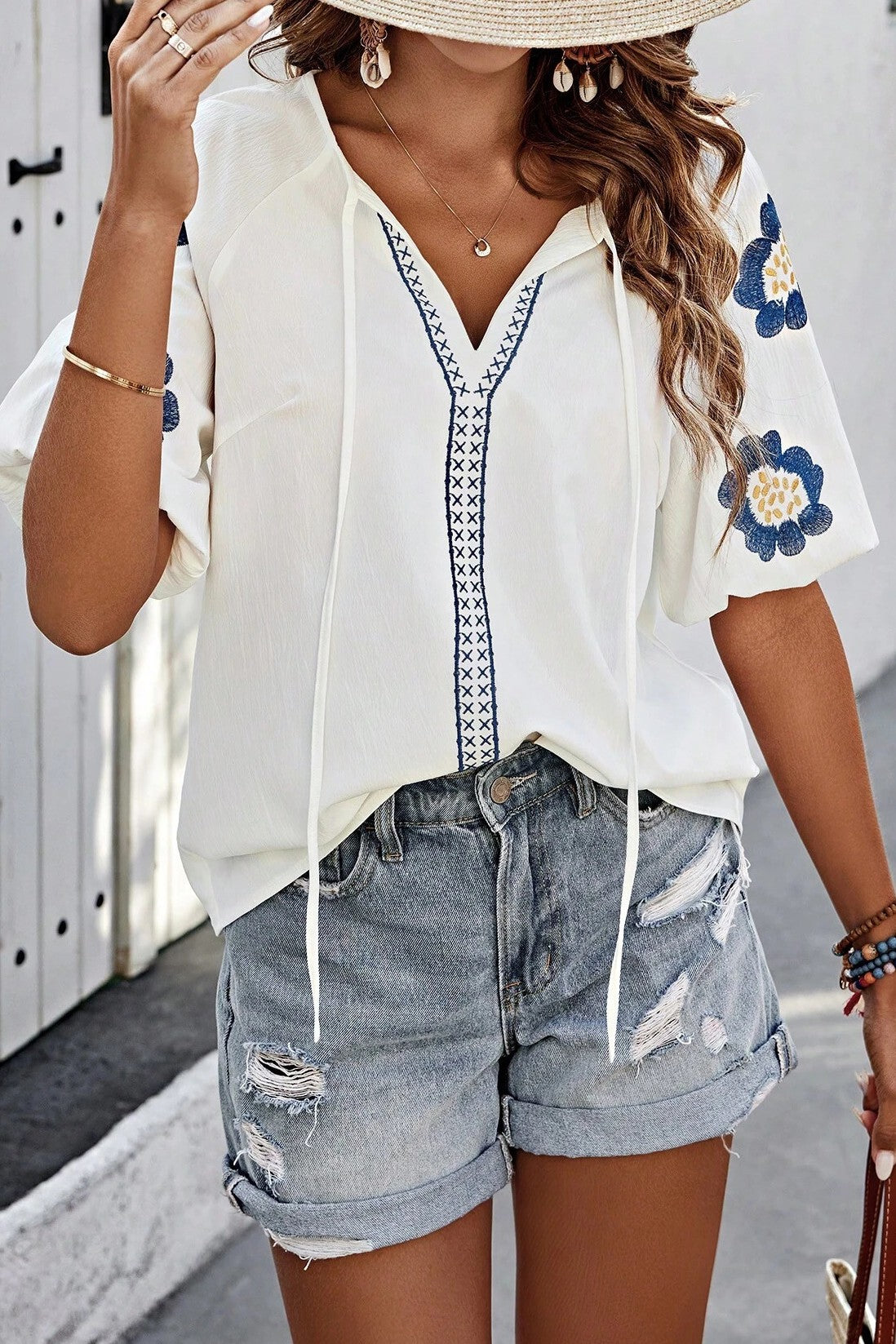 Make A Splash Embroidered Blouse-[option4]-[option5]-Cute-Trendy-Shop-Womens-Boutique-Clothing-Store