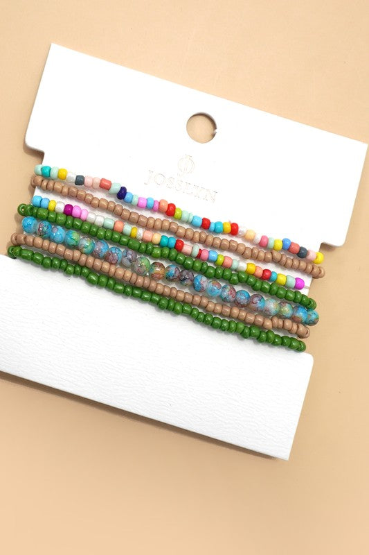 Just Show Up Seed Bead Bracelet Set Olive-[option4]-[option5]-Cute-Trendy-Shop-Womens-Boutique-Clothing-Store