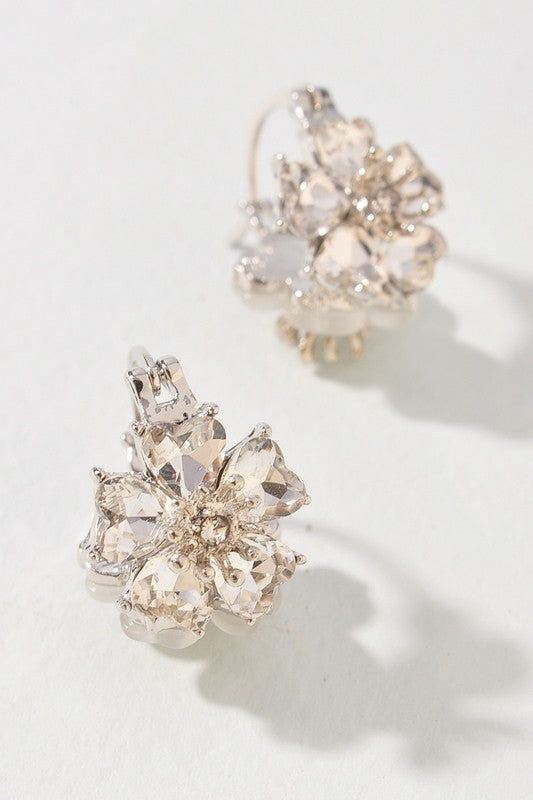 Silver Rhinestone Flower Earrings-[option4]-[option5]-Cute-Trendy-Shop-Womens-Boutique-Clothing-Store