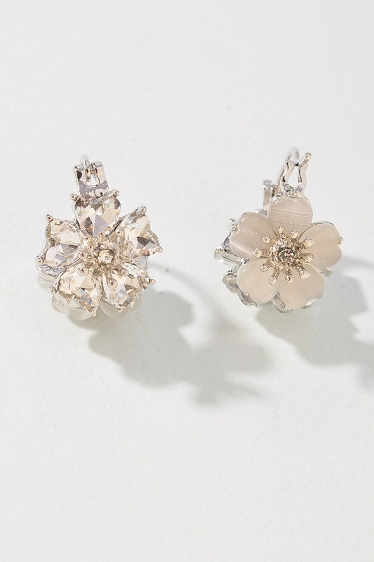 Silver Rhinestone Flower Earrings-[option4]-[option5]-Cute-Trendy-Shop-Womens-Boutique-Clothing-Store