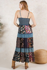 Patterns For Days Denim Patchwork Dress-[option4]-[option5]-Cute-Trendy-Shop-Womens-Boutique-Clothing-Store