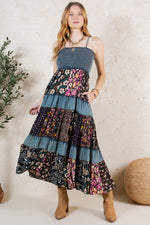 Patterns For Days Denim Patchwork Dress-[option4]-[option5]-Cute-Trendy-Shop-Womens-Boutique-Clothing-Store