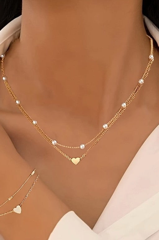 Layered Heart & Pearl Necklace-[option4]-[option5]-Cute-Trendy-Shop-Womens-Boutique-Clothing-Store