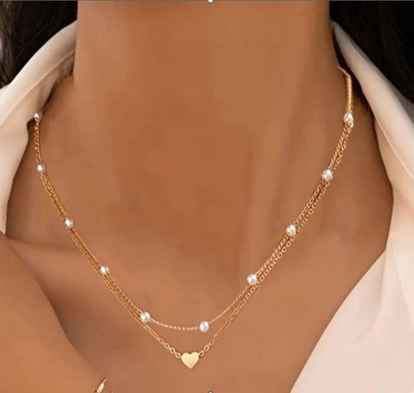 Layered Heart & Pearl Necklace-[option4]-[option5]-Cute-Trendy-Shop-Womens-Boutique-Clothing-Store