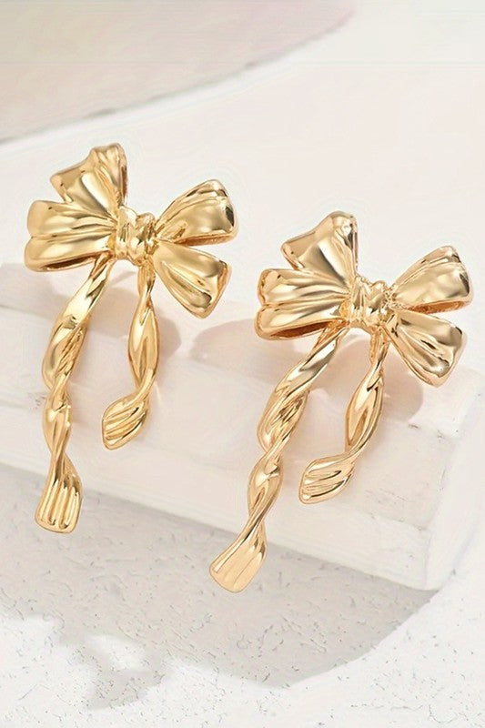 Nothing Missing Gold Bow Earrings-[option4]-[option5]-Cute-Trendy-Shop-Womens-Boutique-Clothing-Store
