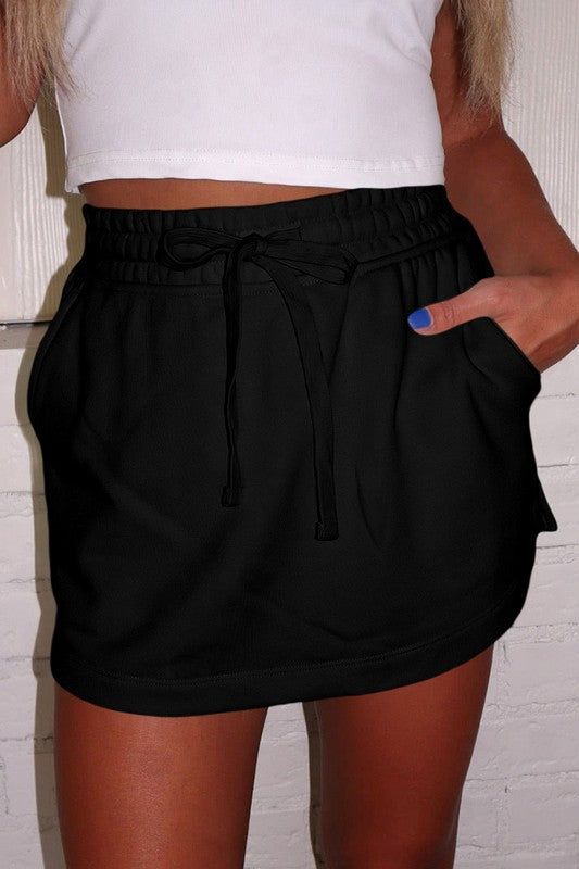 Wind Is No Problem Black Drawstring Skort-[option4]-[option5]-Cute-Trendy-Shop-Womens-Boutique-Clothing-Store
