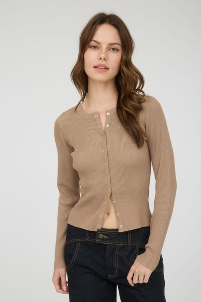 Keep This Handy Snap Ribbed Top-MEDIUM-Khaki Brown-[option4]-[option5]-Cute-Trendy-Shop-Womens-Boutique-Clothing-Store
