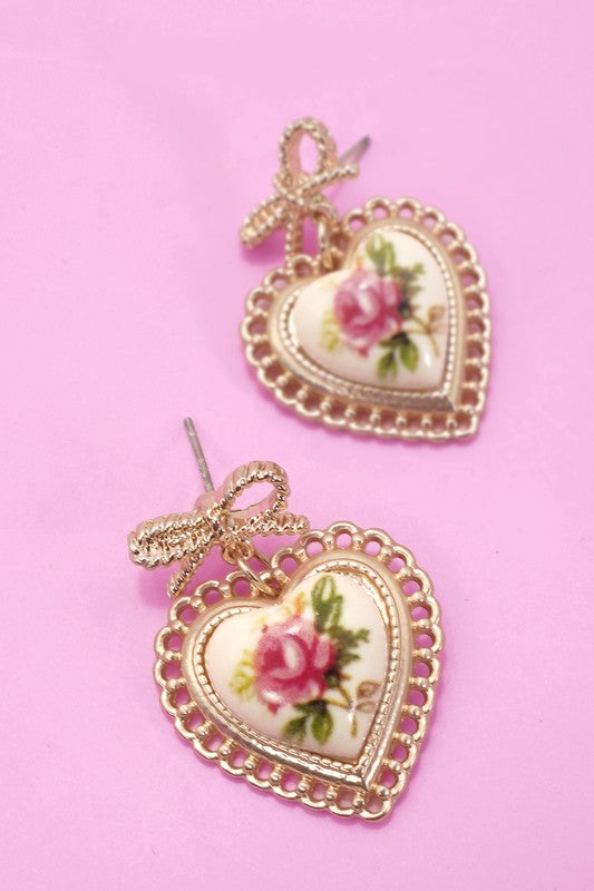 Old Time Stories Heart & Rose Earrings-[option4]-[option5]-Cute-Trendy-Shop-Womens-Boutique-Clothing-Store