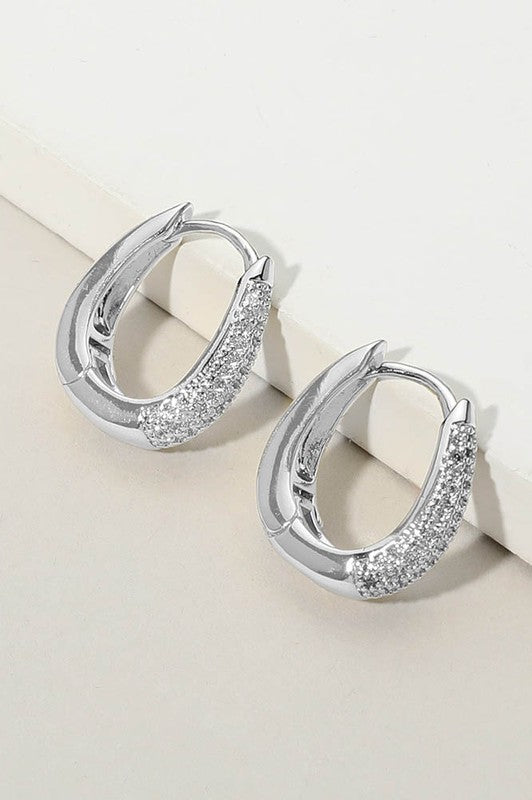 Dinner Invitation Paved Hoops-Silver-Cute-Trendy-Shop-Womens-Boutique-Clothing-Store