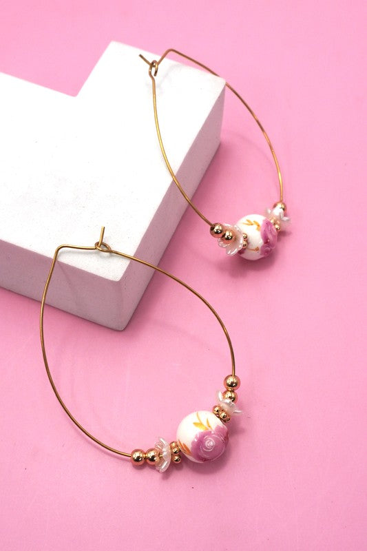Rise & Shine Pink Ceramic Bead Hoops-[option4]-[option5]-Cute-Trendy-Shop-Womens-Boutique-Clothing-Store