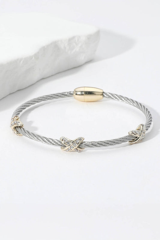 Crisscross CZ Bangle Magnetic Cable Bracelet-Cute-Trendy-Shop-Womens-Boutique-Clothing-Store