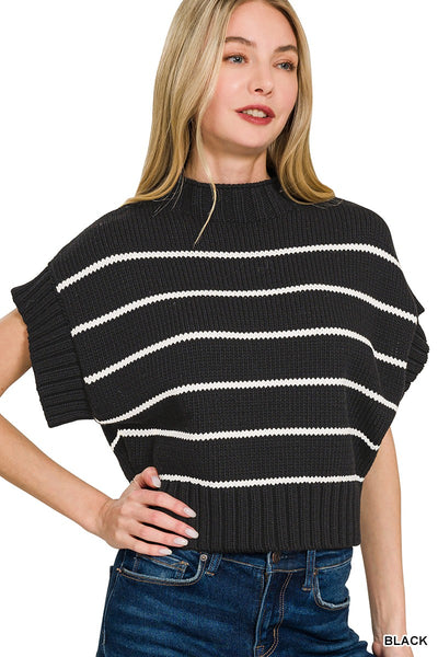 Day Out Short Sleeve Sweater Black-[option4]-[option5]-Cute-Trendy-Shop-Womens-Boutique-Clothing-Store