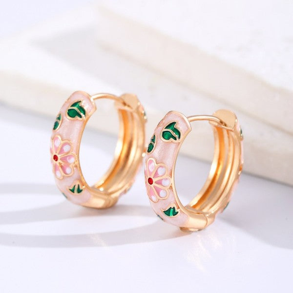 Takes Me Back Pink Cloisonne Earrings-[option4]-[option5]-Cute-Trendy-Shop-Womens-Boutique-Clothing-Store