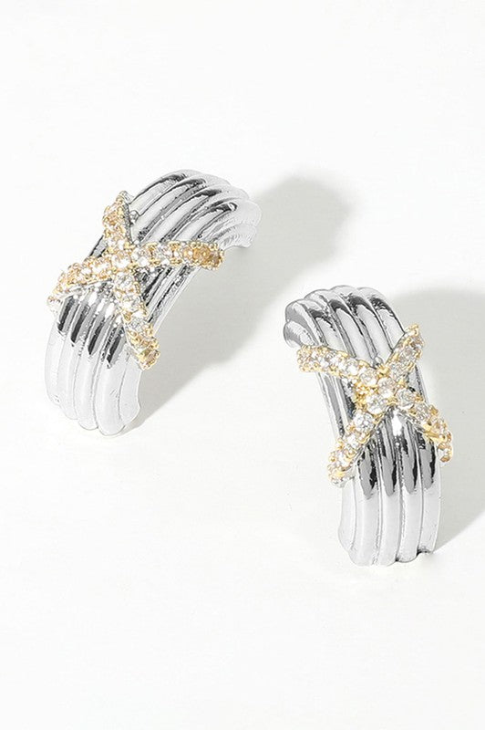 Day Off Two Tone Hoop Earrings-[option4]-[option5]-Cute-Trendy-Shop-Womens-Boutique-Clothing-Store