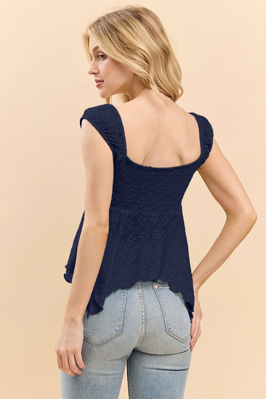 Call Me Navy Lace Fly-Away Sleeve Top-Cute-Trendy-Shop-Womens-Boutique-Clothing-Store