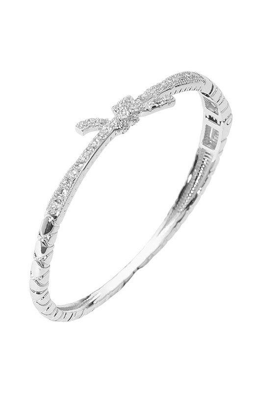 Best Day Ever Silver CZ Knot Bangle-[option4]-[option5]-Cute-Trendy-Shop-Womens-Boutique-Clothing-Store