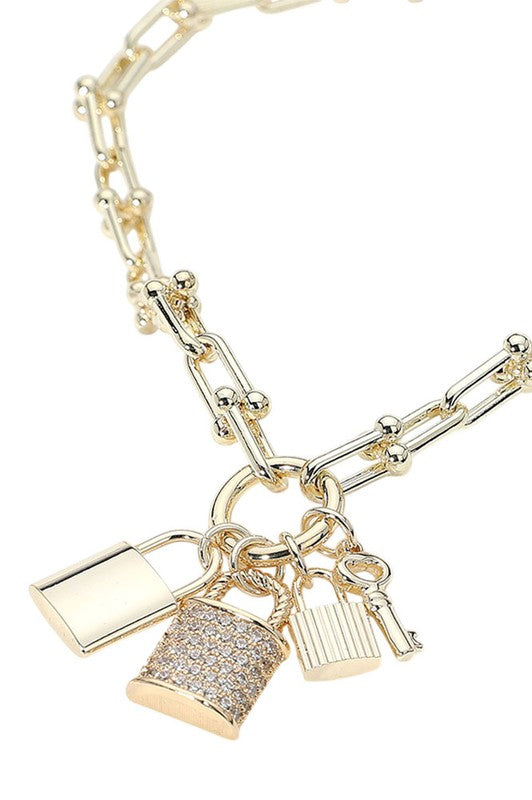 Get Cozy Triple Lock Chain Necklace-[option4]-[option5]-Cute-Trendy-Shop-Womens-Boutique-Clothing-Store