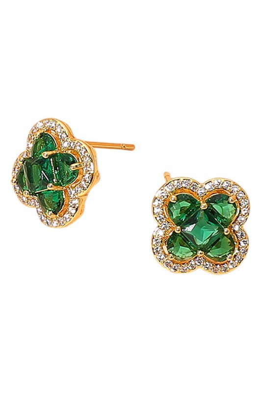 Take Your Pick Quatefoil Earrings Green-[option4]-[option5]-Cute-Trendy-Shop-Womens-Boutique-Clothing-Store