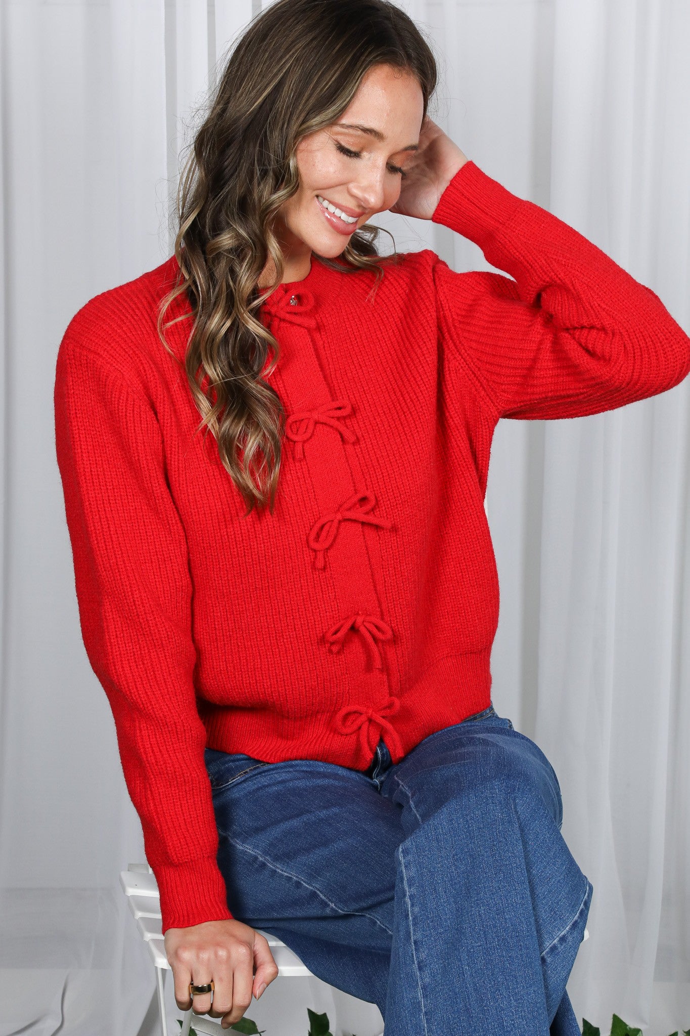 Sweet & Sophisticated Bow Snap Sweater Red-[option4]-[option5]-Cute-Trendy-Shop-Womens-Boutique-Clothing-Store