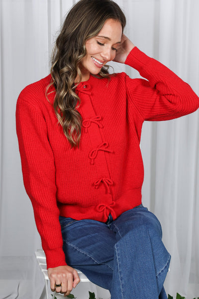 Sweet & Sophisticated Bow Snap Sweater Red-[option4]-[option5]-Cute-Trendy-Shop-Womens-Boutique-Clothing-Store