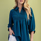 Ready For Rain Teal Puff Sleeve Top-[option4]-[option5]-Cute-Trendy-Shop-Womens-Boutique-Clothing-Store